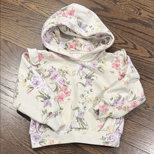 Gap Kids Floral Hoodie - Cream and Pink